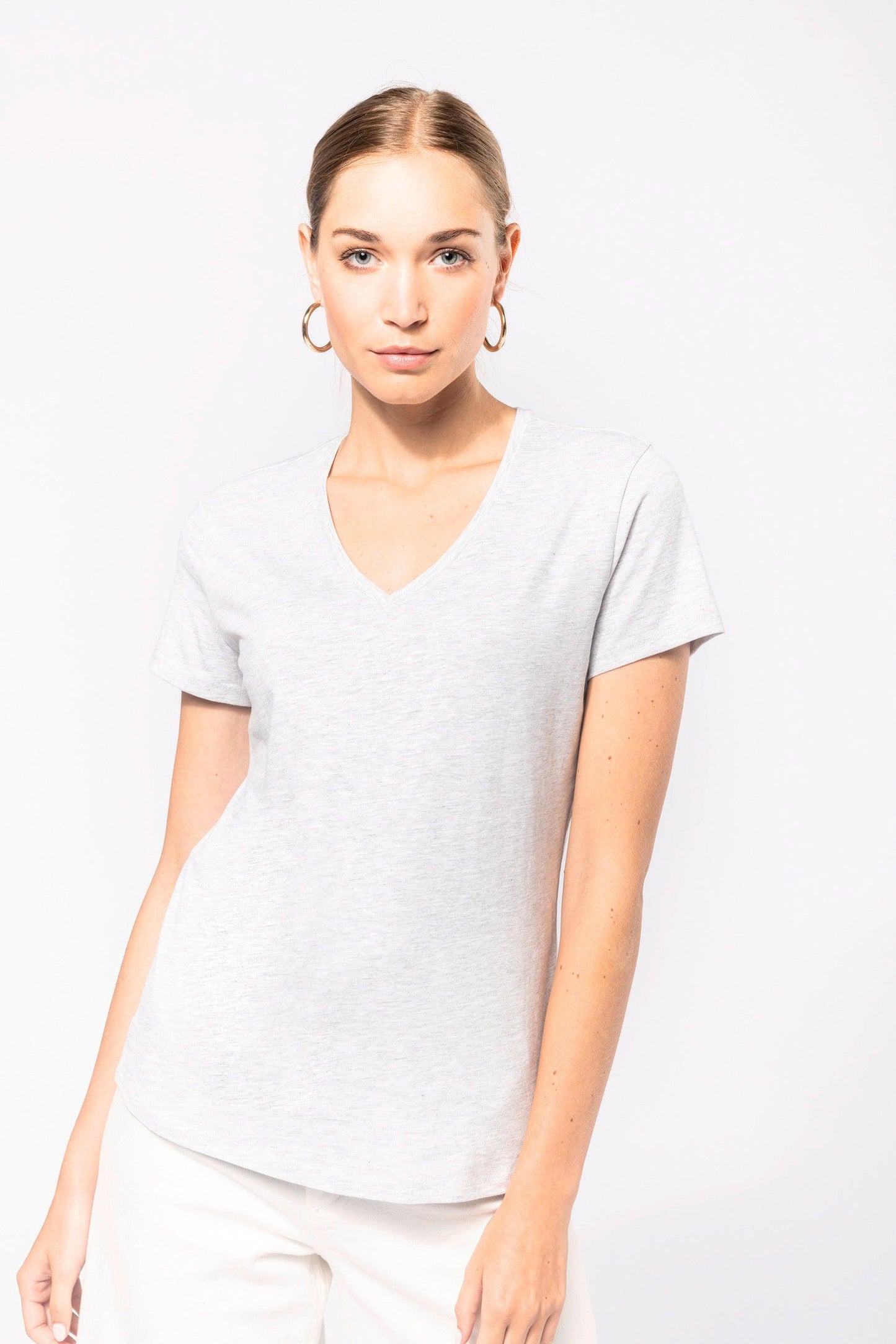 T-shirt col V manches courtes femme - La-broderie