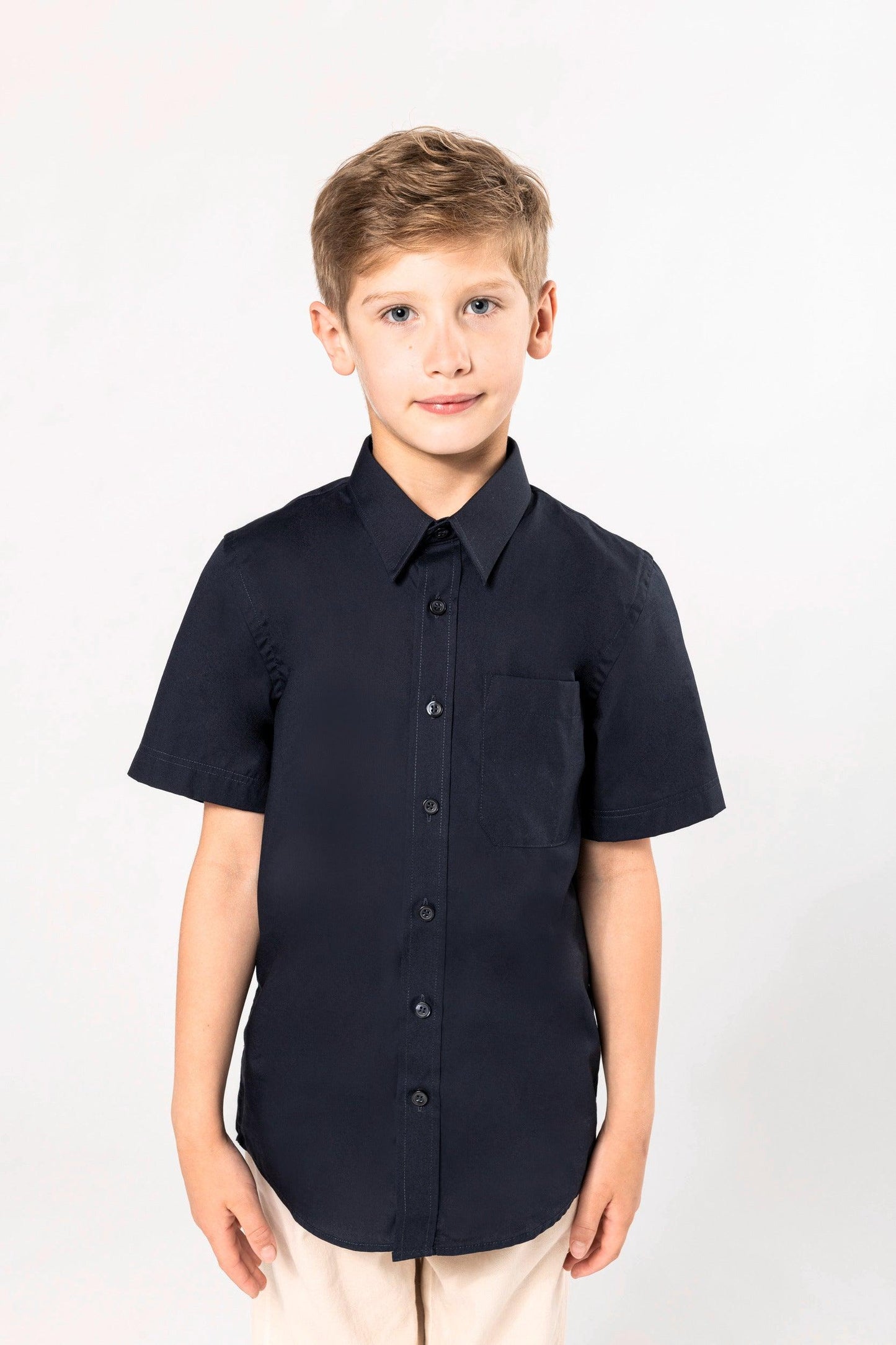 Chemise popeline manches courtes enfant - La-broderie