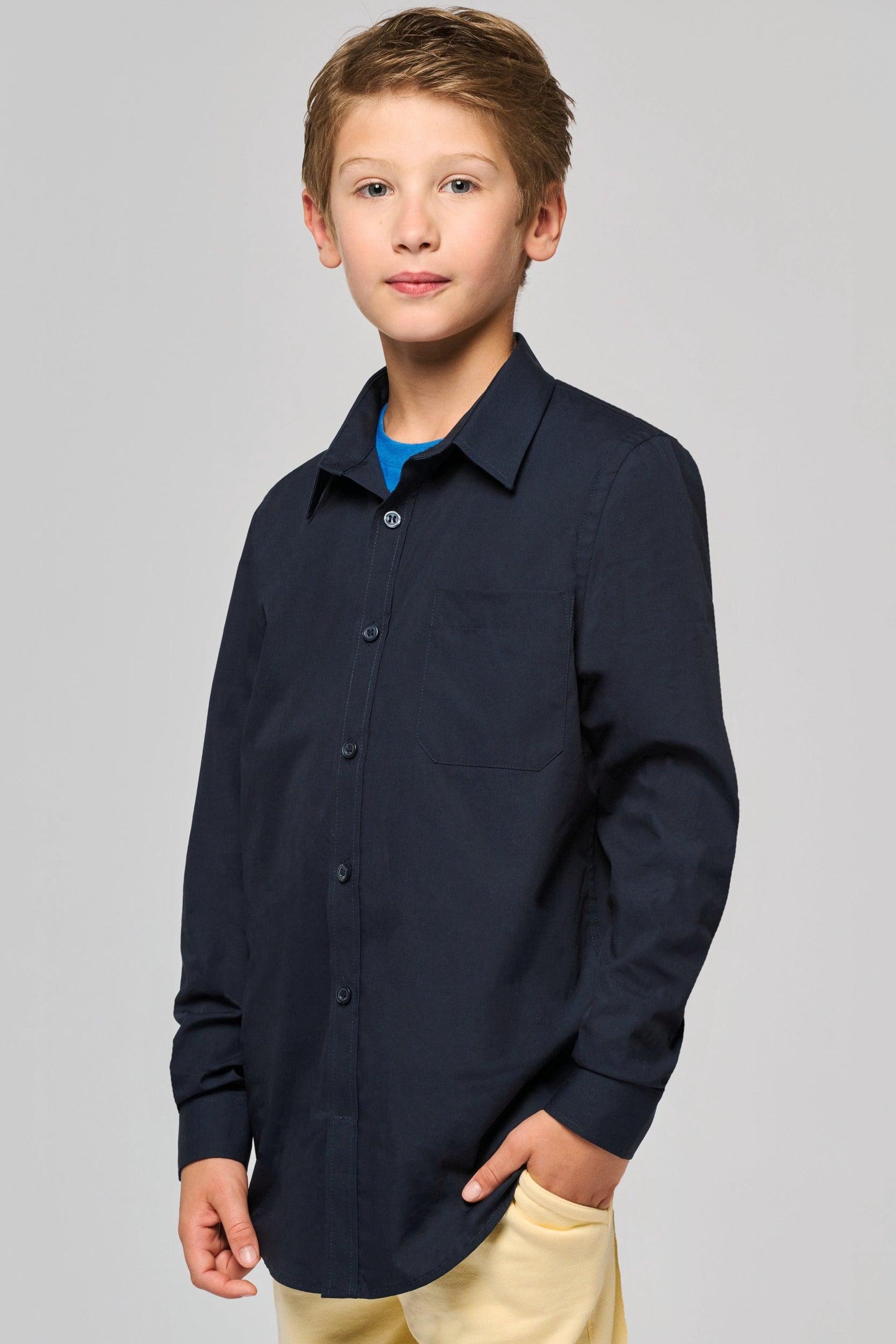 Chemise popeline manches longues enfant - La-broderie