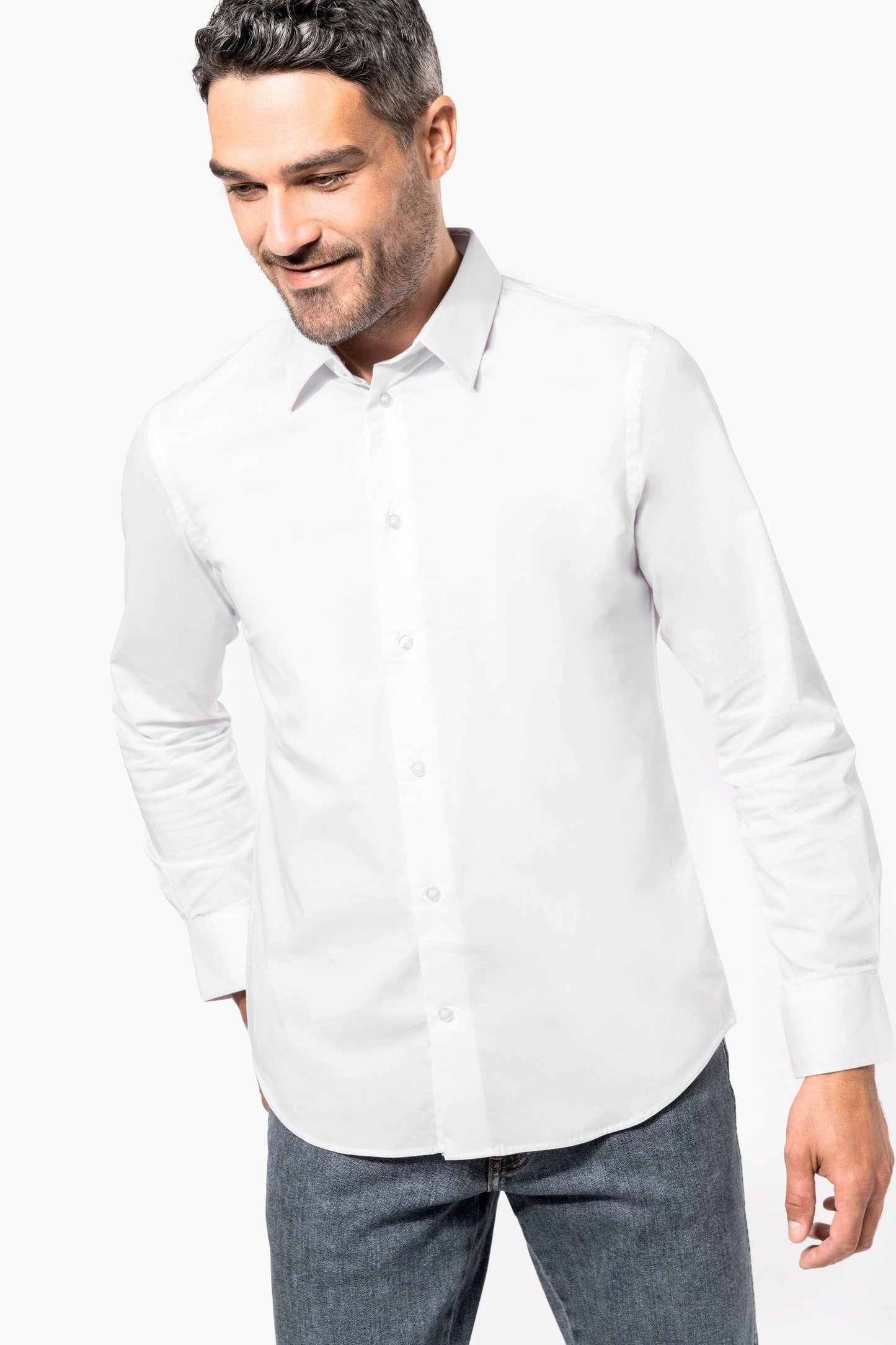 Chemise coton / élasthanne manches longues homme - La-broderie