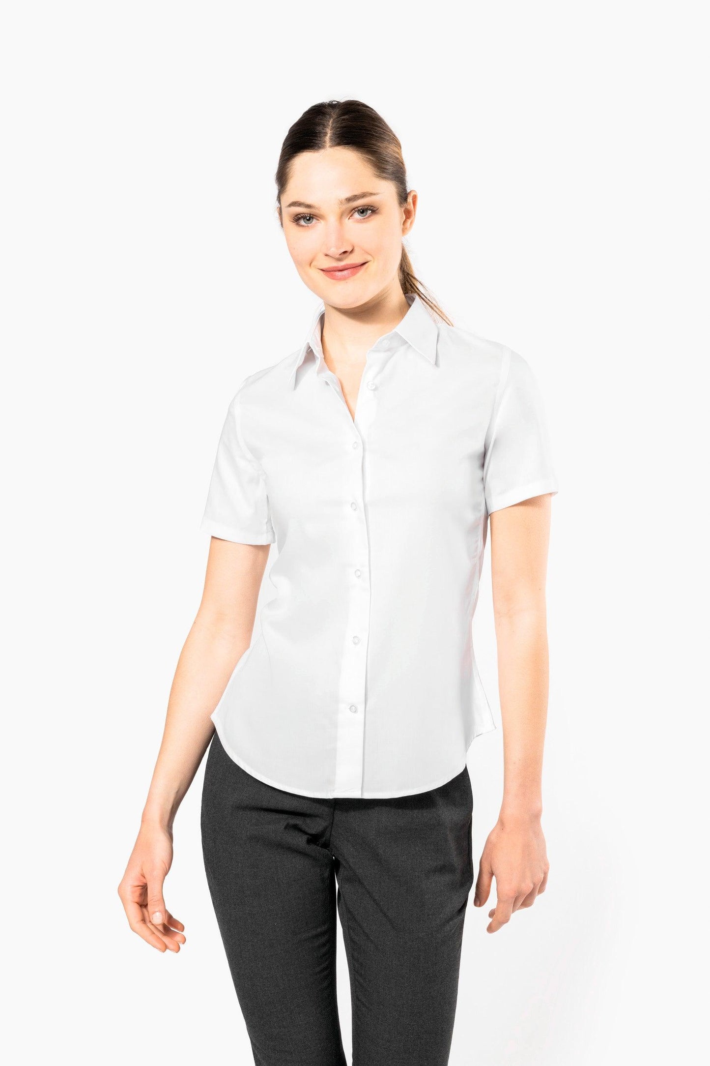 Chemise manches courtes sans repassage femme - La-broderie