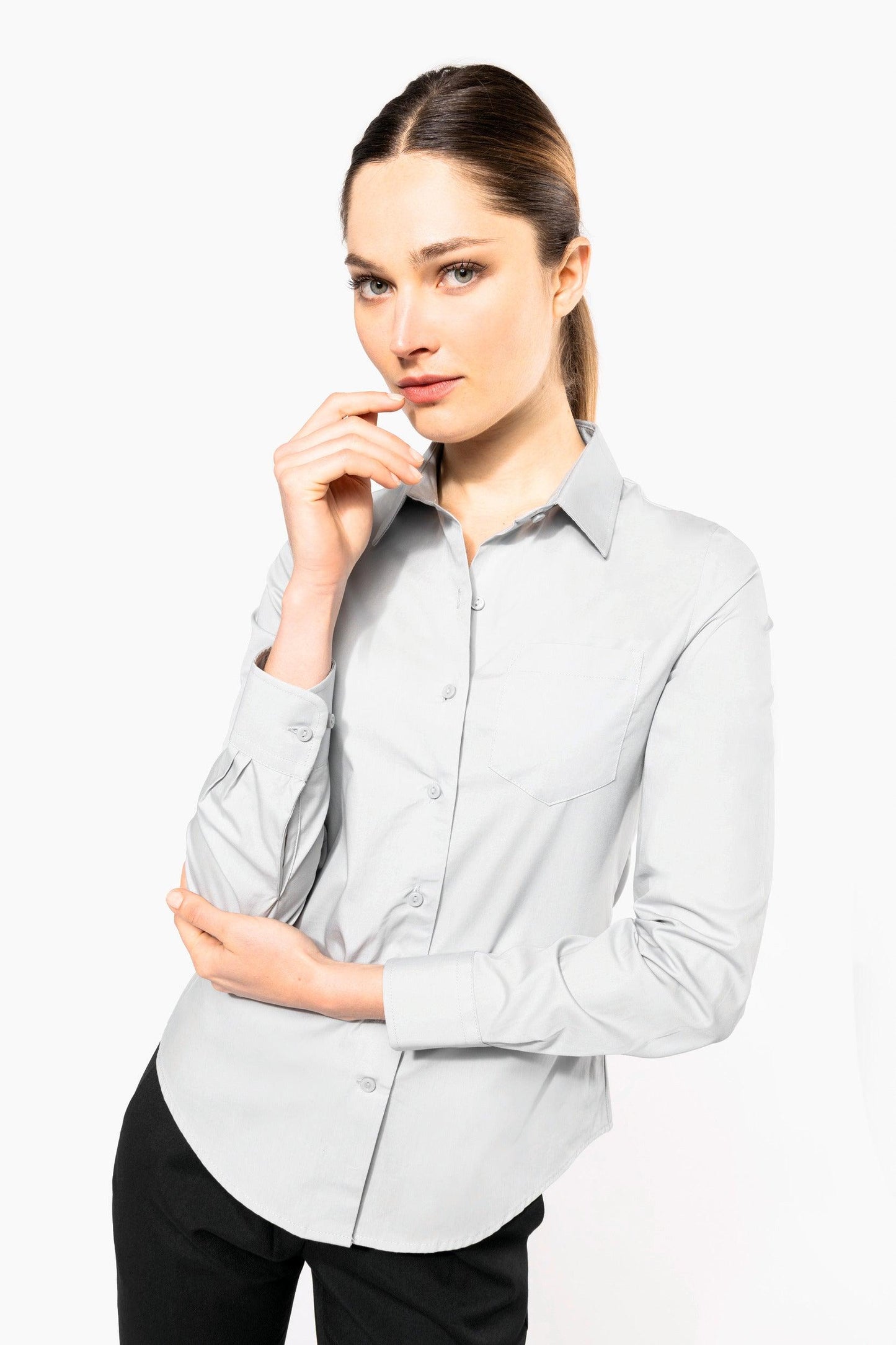 Chemise popeline manches longues femme - La-broderie