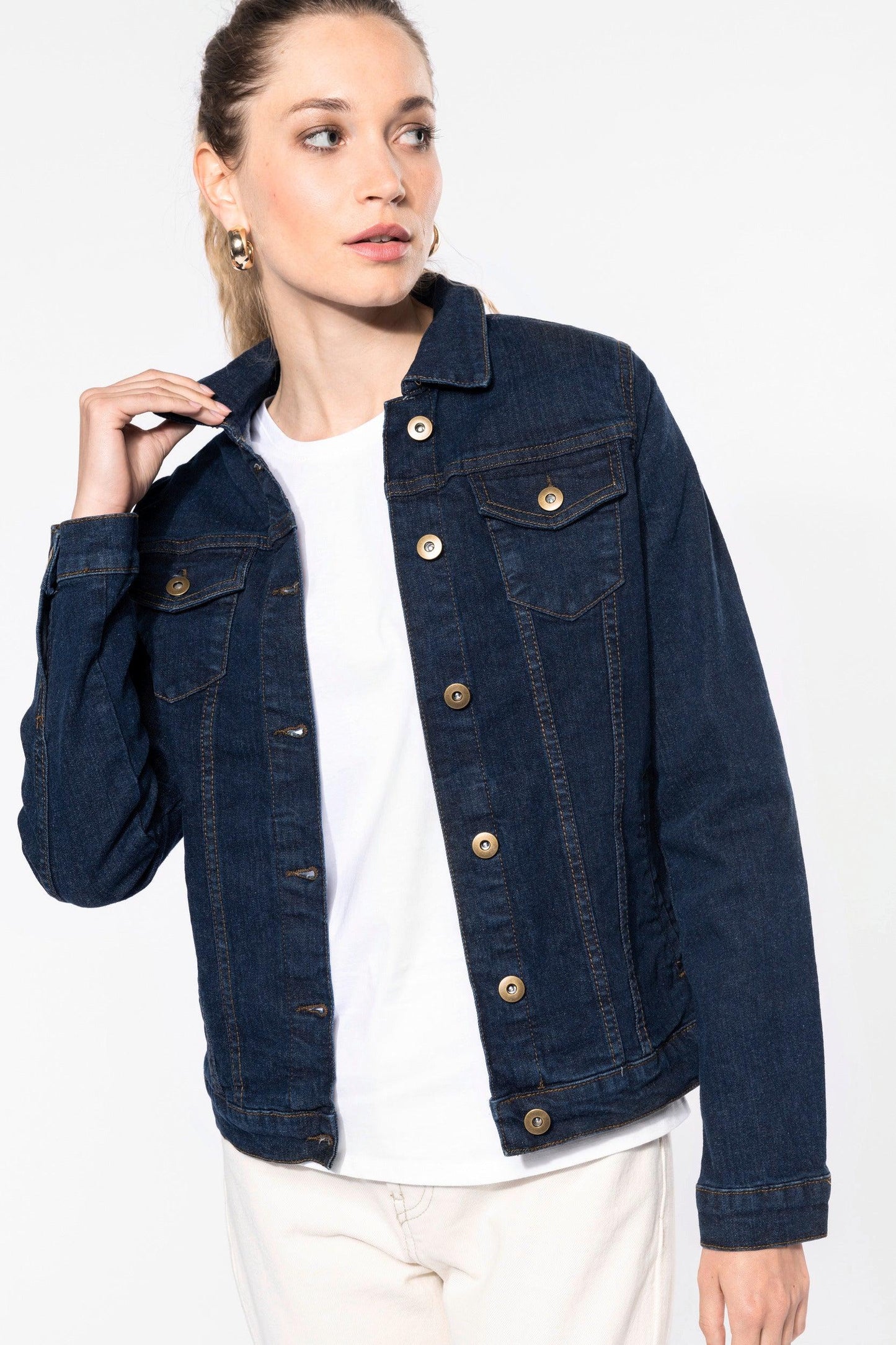 Blouson denim non doublé femme - La-broderie