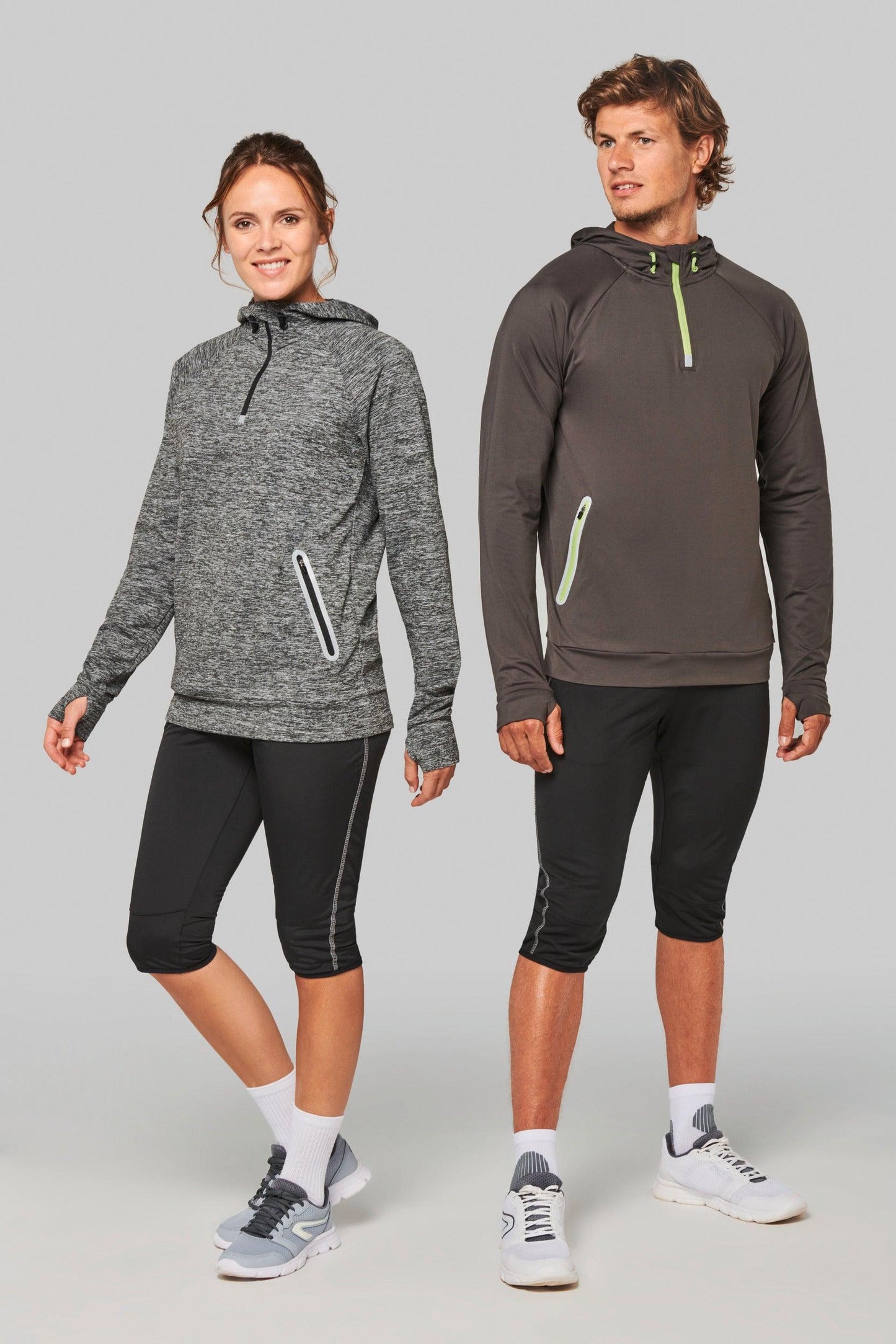 Sweat-shirt à capuche 1/4 zip sport unisexe - La-broderie
