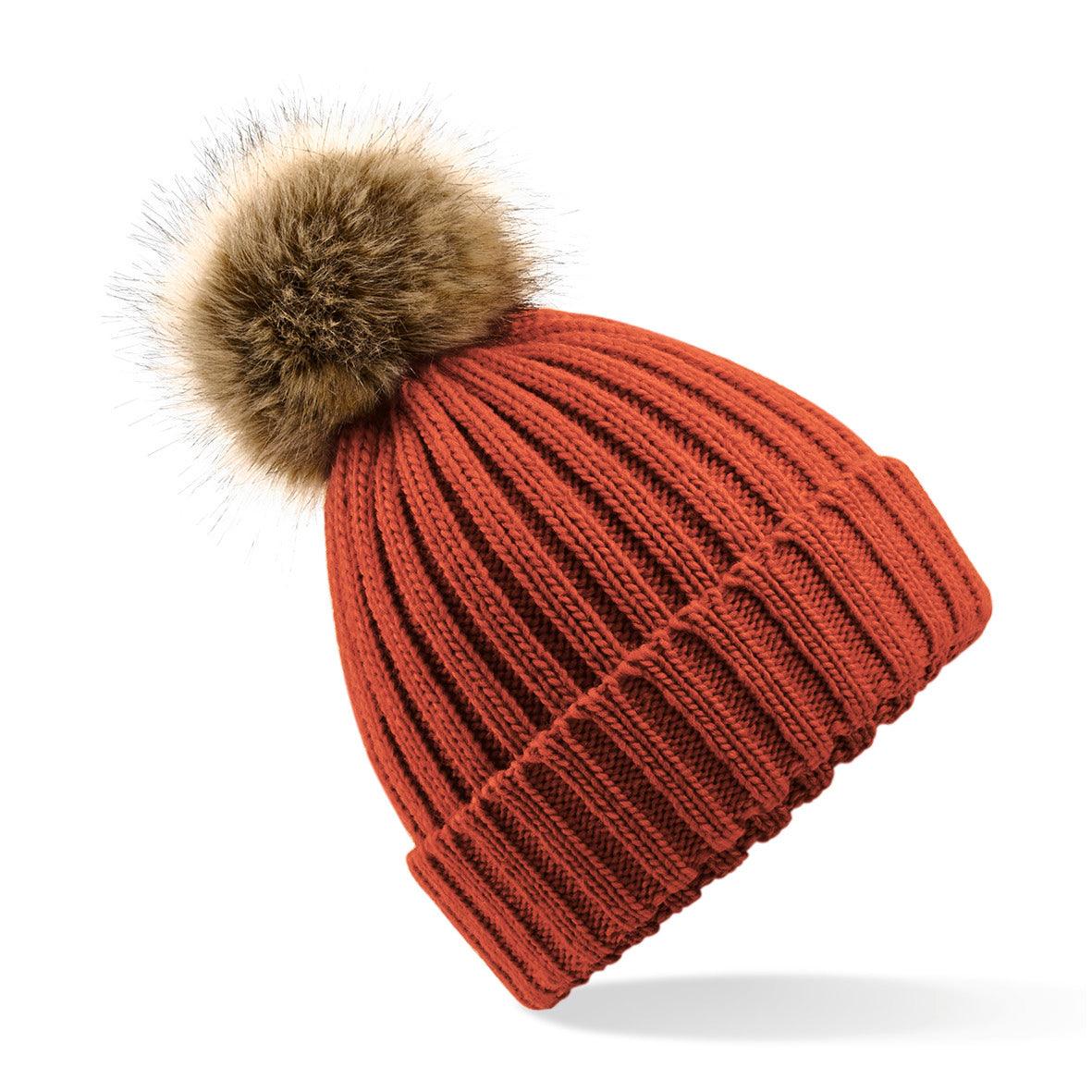 Bonnet epais avec pompon en fausse fourrure - La-broderie