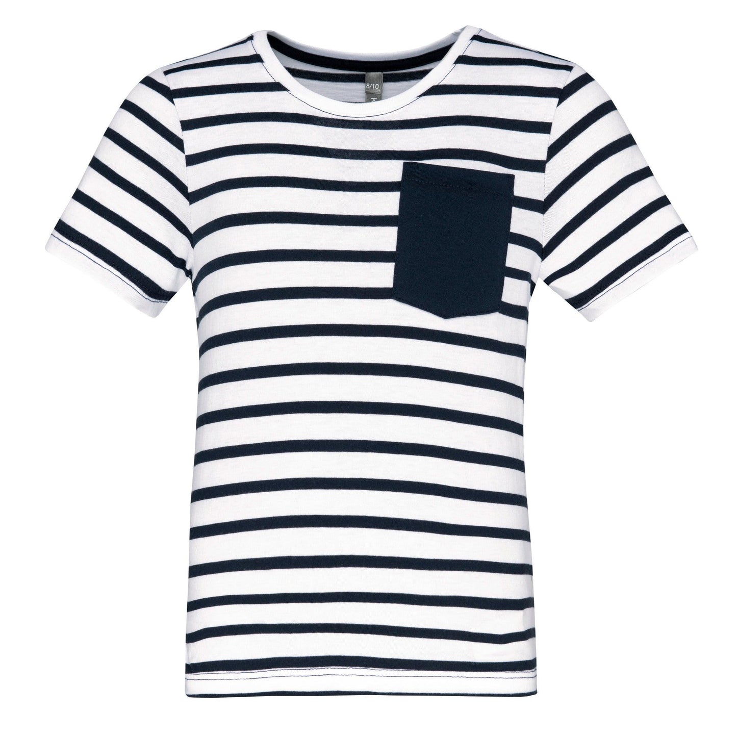 T-shirt rayé marin avec poche manches courtes enfant - La-broderie