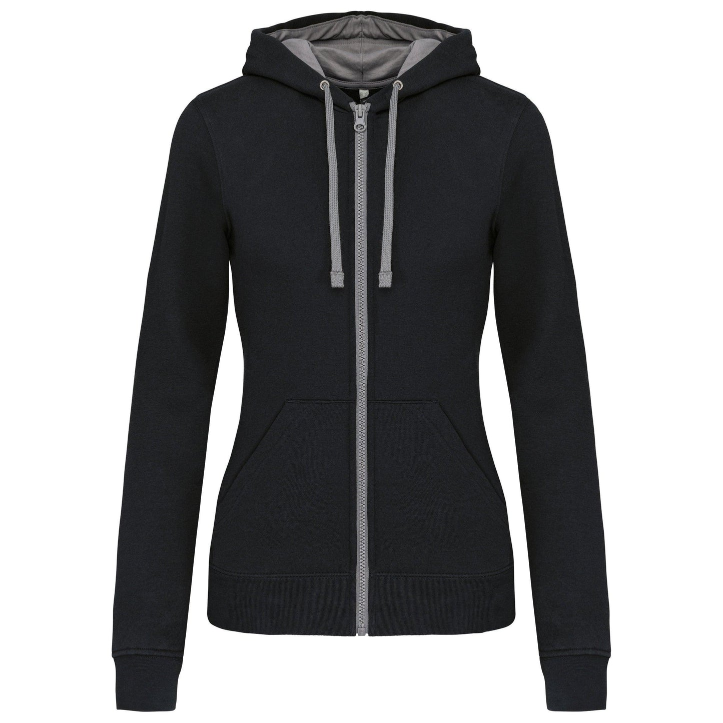 Sweat-shirt zippé capuche contrastée femme - La-broderie
