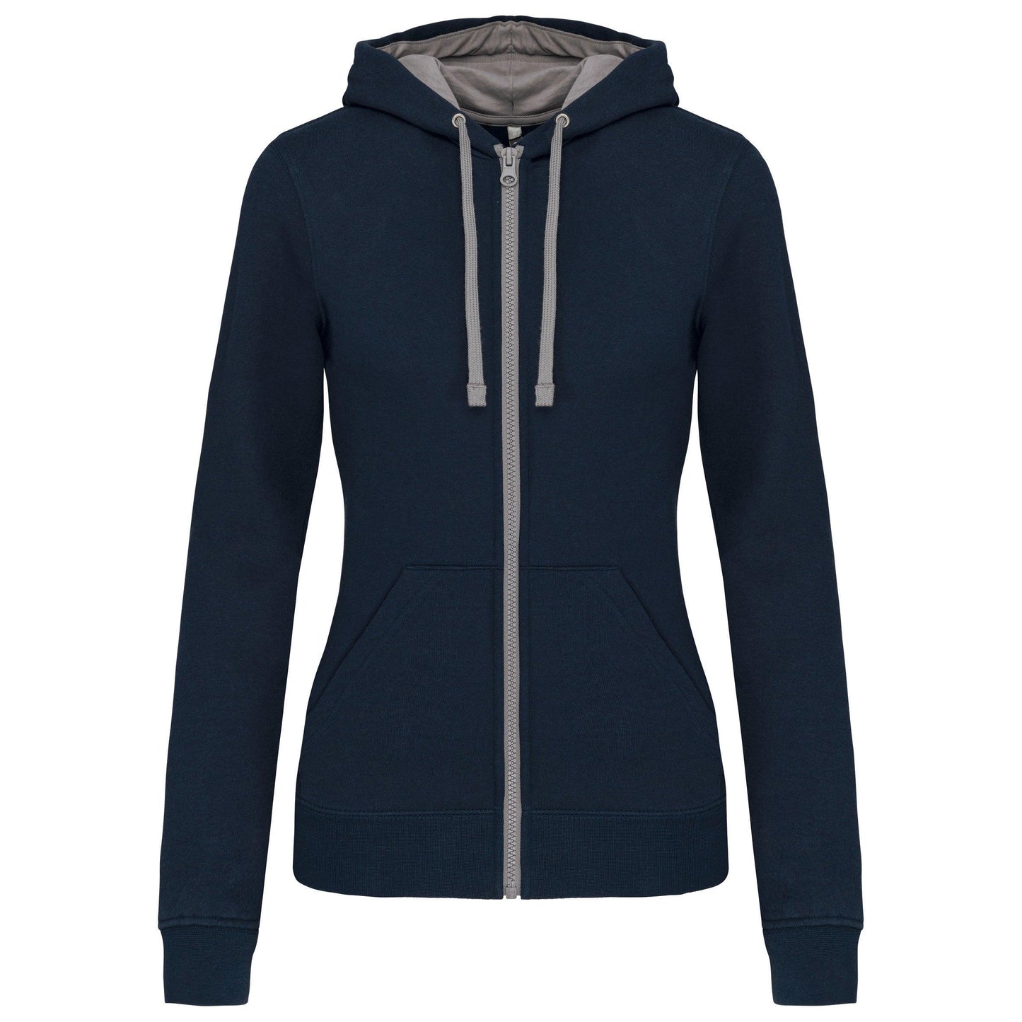 Sweat-shirt zippé capuche contrastée femme - La-broderie