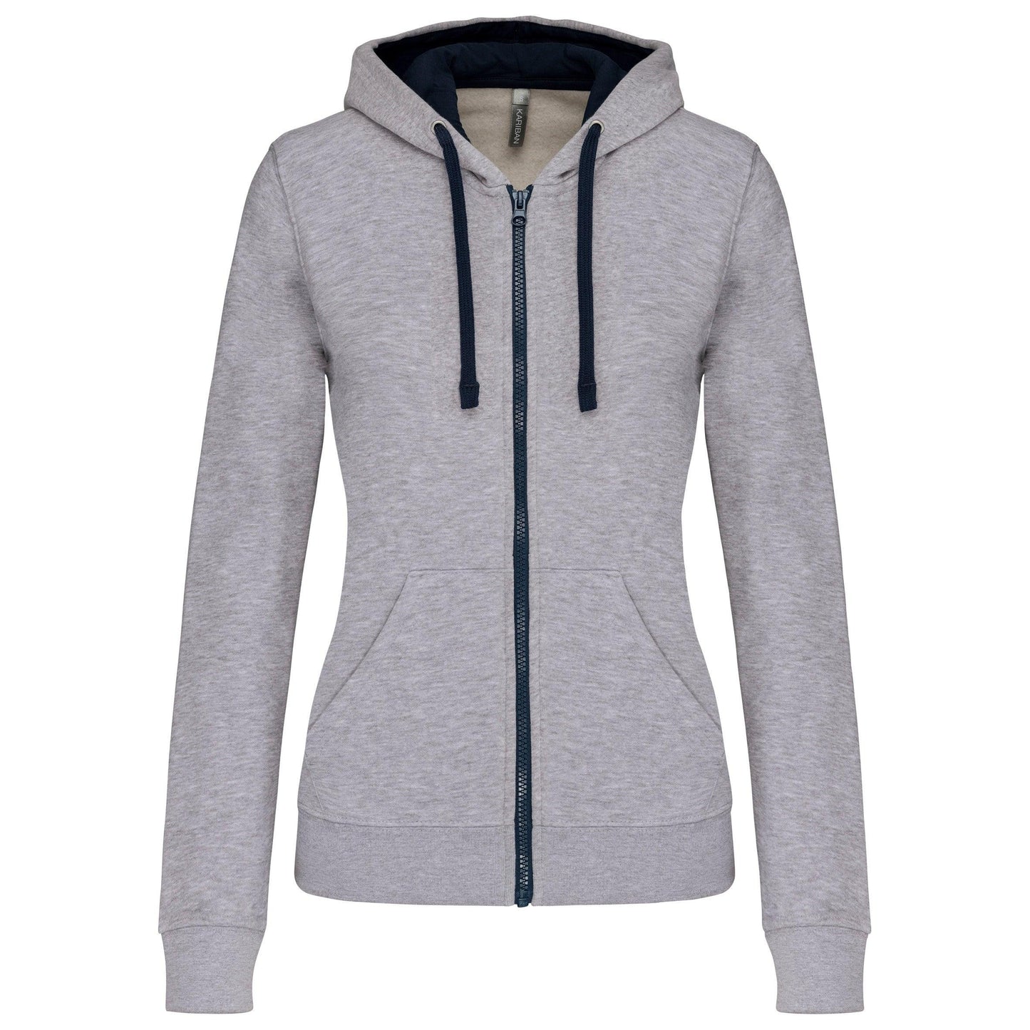 Sweat-shirt zippé capuche contrastée femme - La-broderie