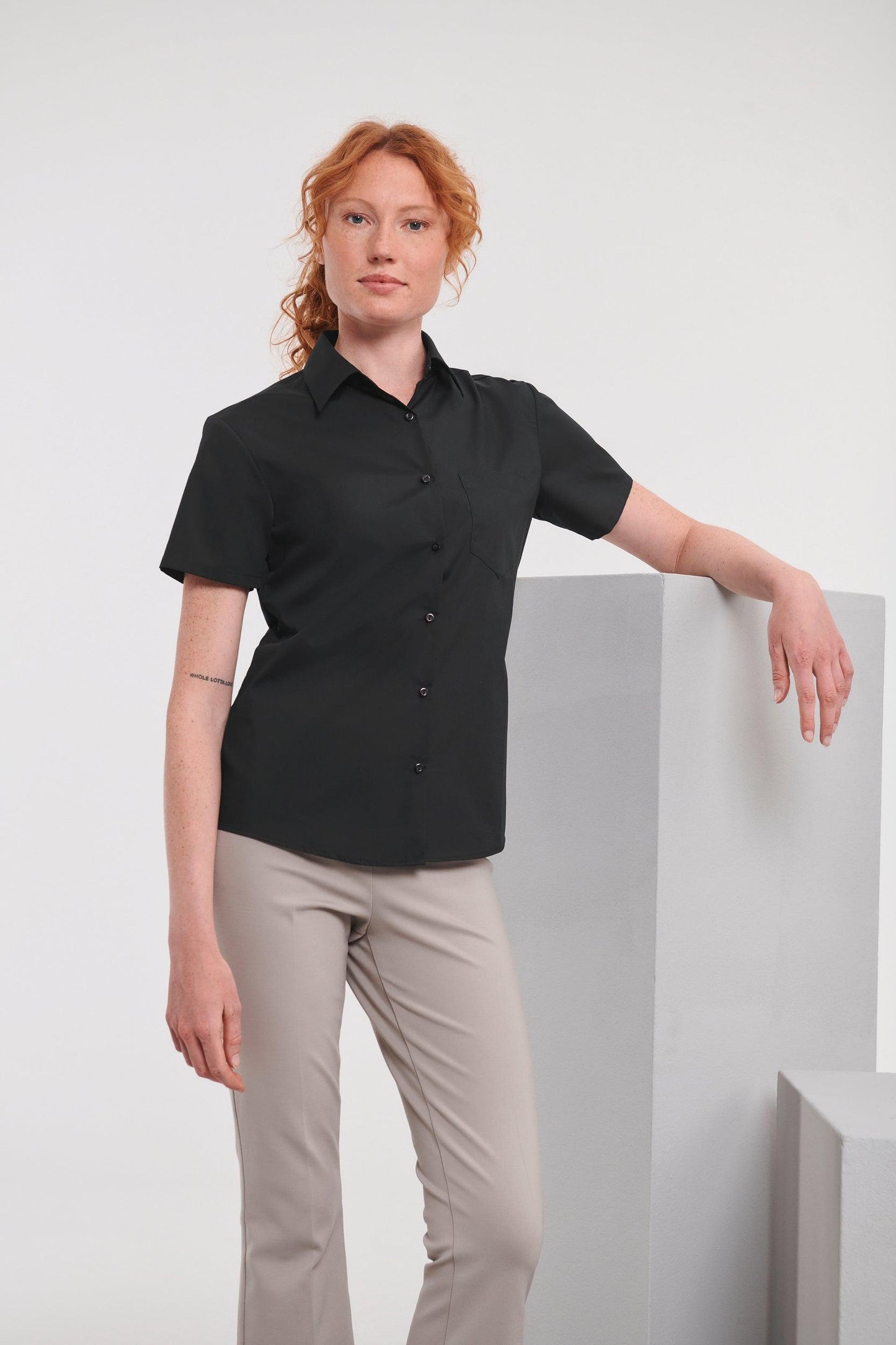 Chemise femme popeline polycoton manches courtes - La-broderie