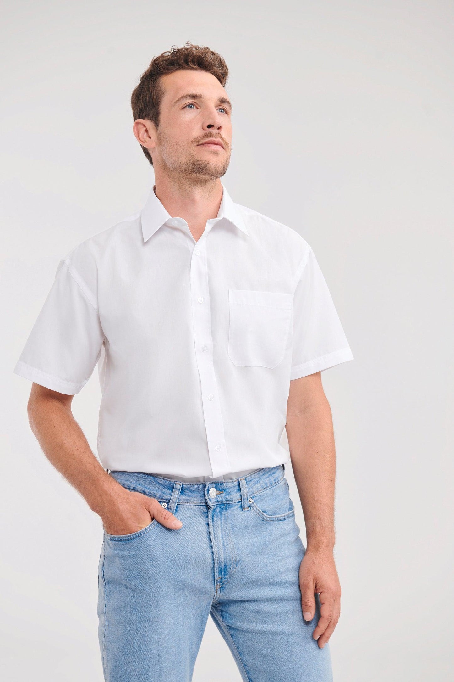 Chemise homme popeline polycoton manches courtes - La-broderie