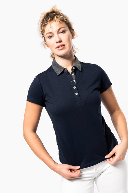 Polo jersey bicolore femme