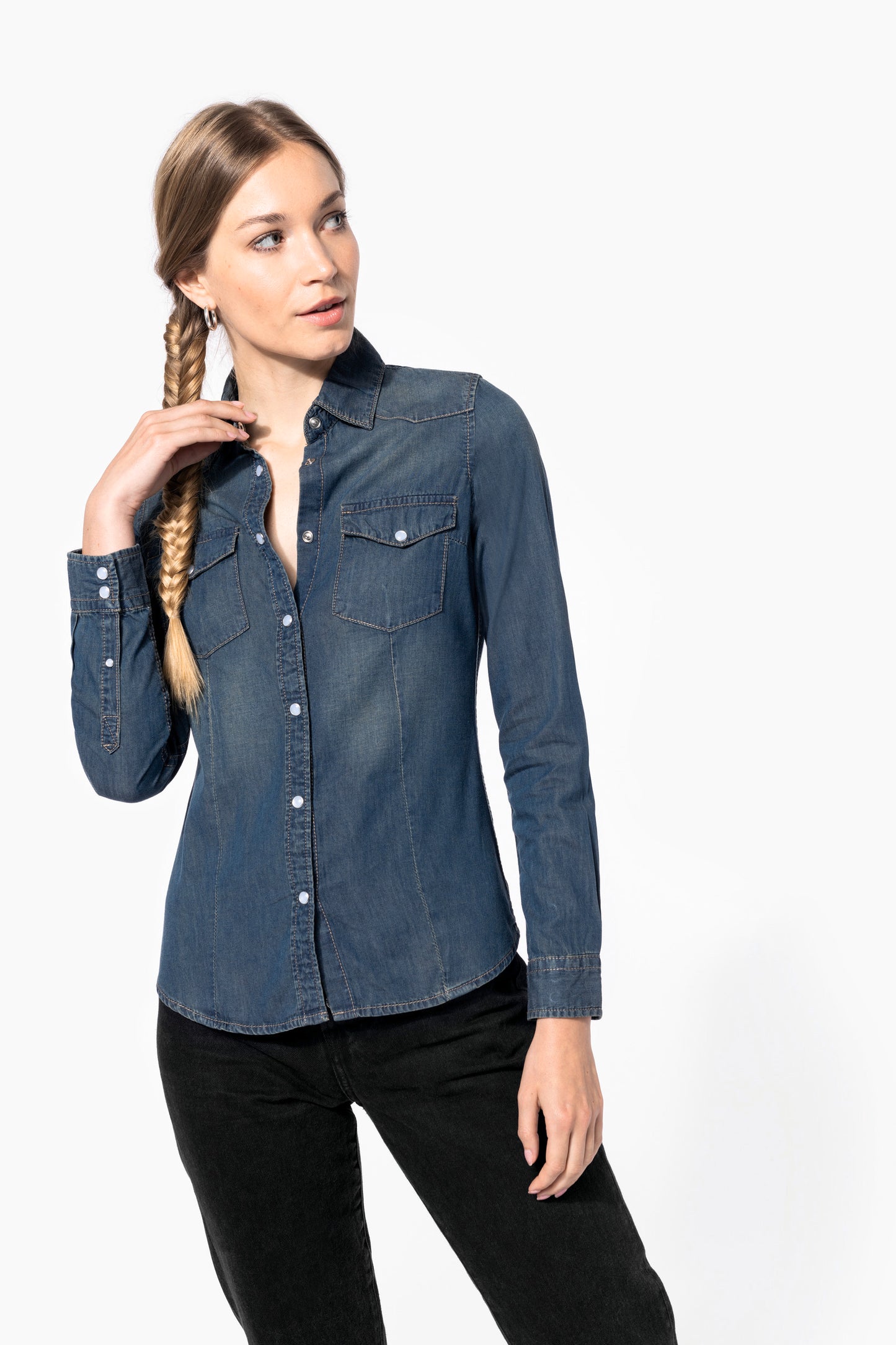 Chemise denim manches longues femme