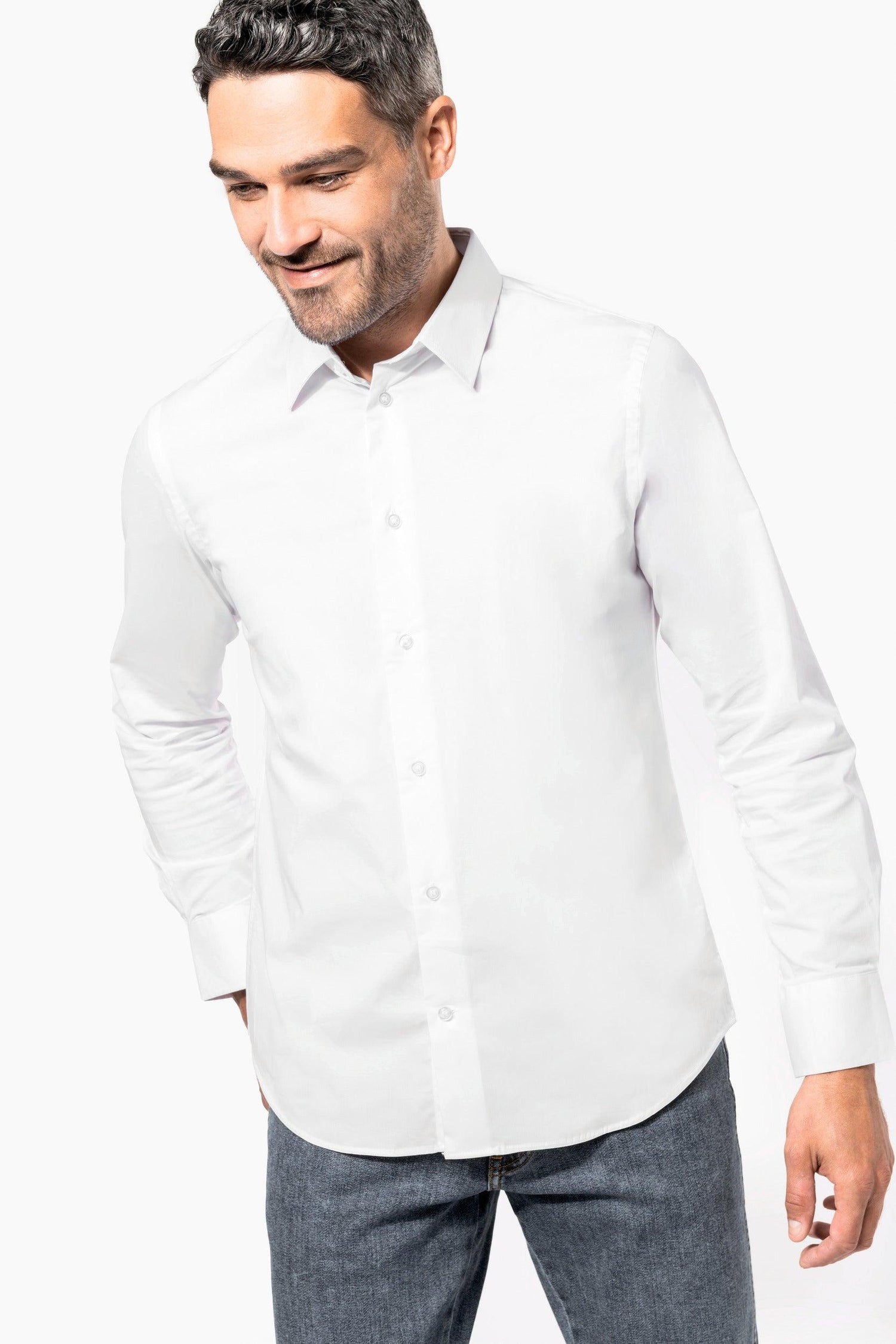 Chemise coton / élasthanne manches longues homme - La-broderie
