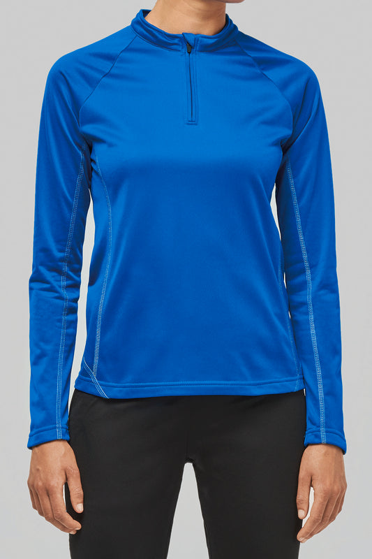 Haut de sport manches longues ¼ zip femme